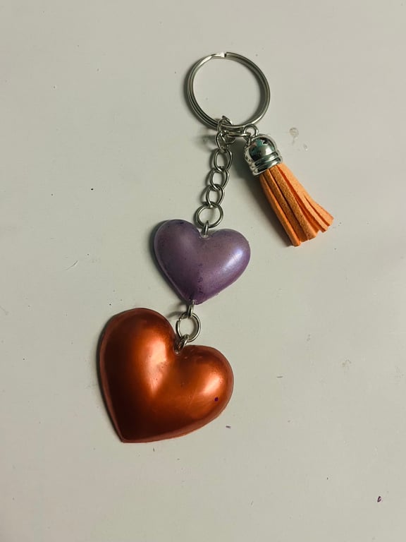 Love heart resin keyring 