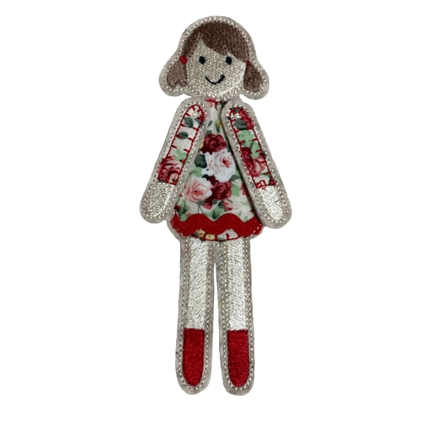 Dolly Bookmark, Textile Bookmark, Embroidered Bookmark, Stitched keepsake