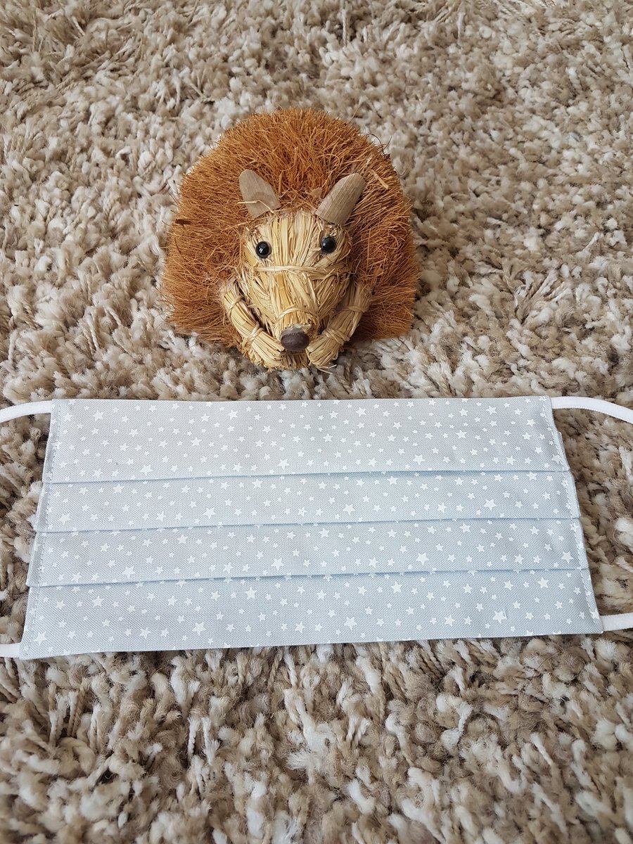 Small Adult or Teenager face covering - Tiny Grey Star Print