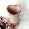 Heart Vase - Pink Stoneware - Mum, Friend, Sister, Grandma.