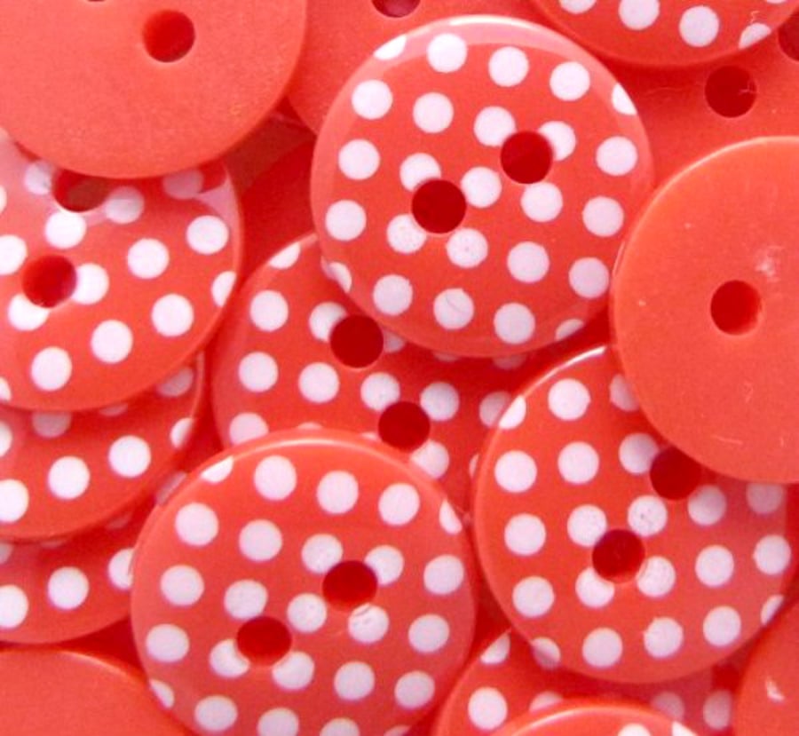 Red and White Polka Dot Buttons