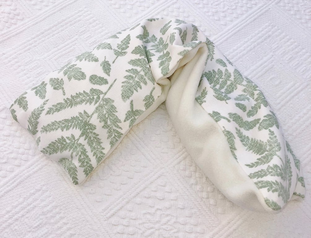 Wheat Bag Mint Fern cotton linen fabric ivory fleece reverse 48cm
