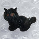 enamelled black cat brooch
