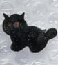 enamelled black cat brooch