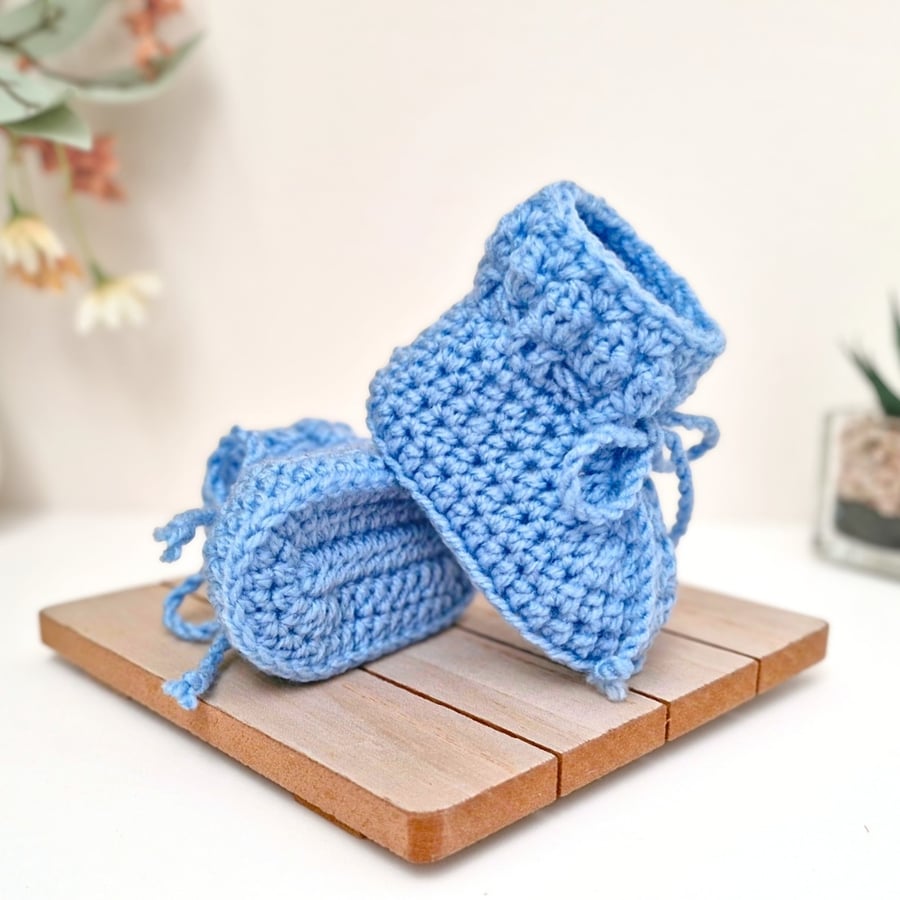 Crochet Baby Booties with Ties – New Baby Gift, Baby Shower Present