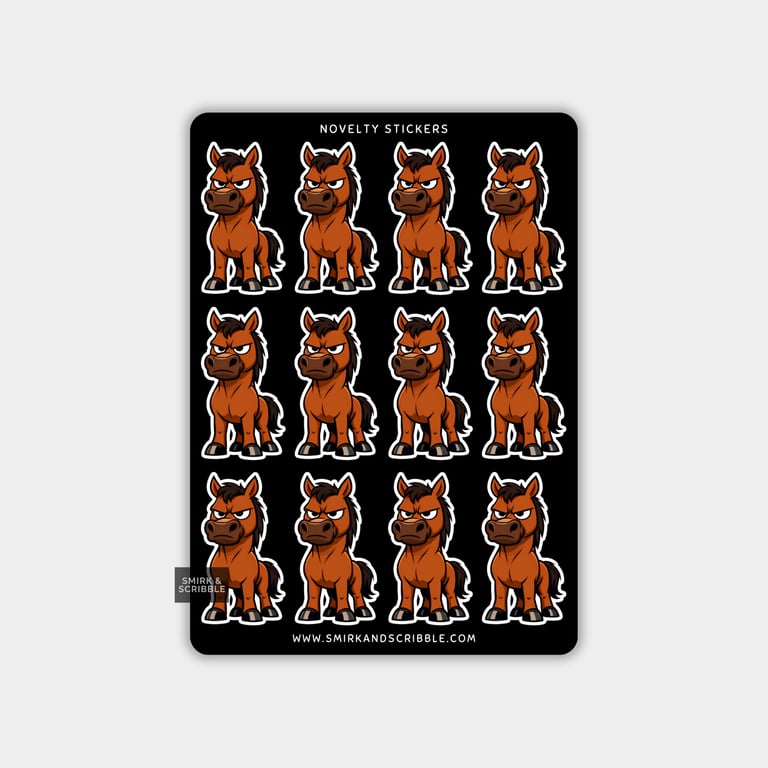 Funny Vinyl Sticker Sheet For Adults - Grumpy Horse