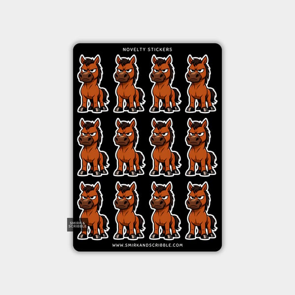 Funny Vinyl Sticker Sheet For Adults - Grumpy Horse