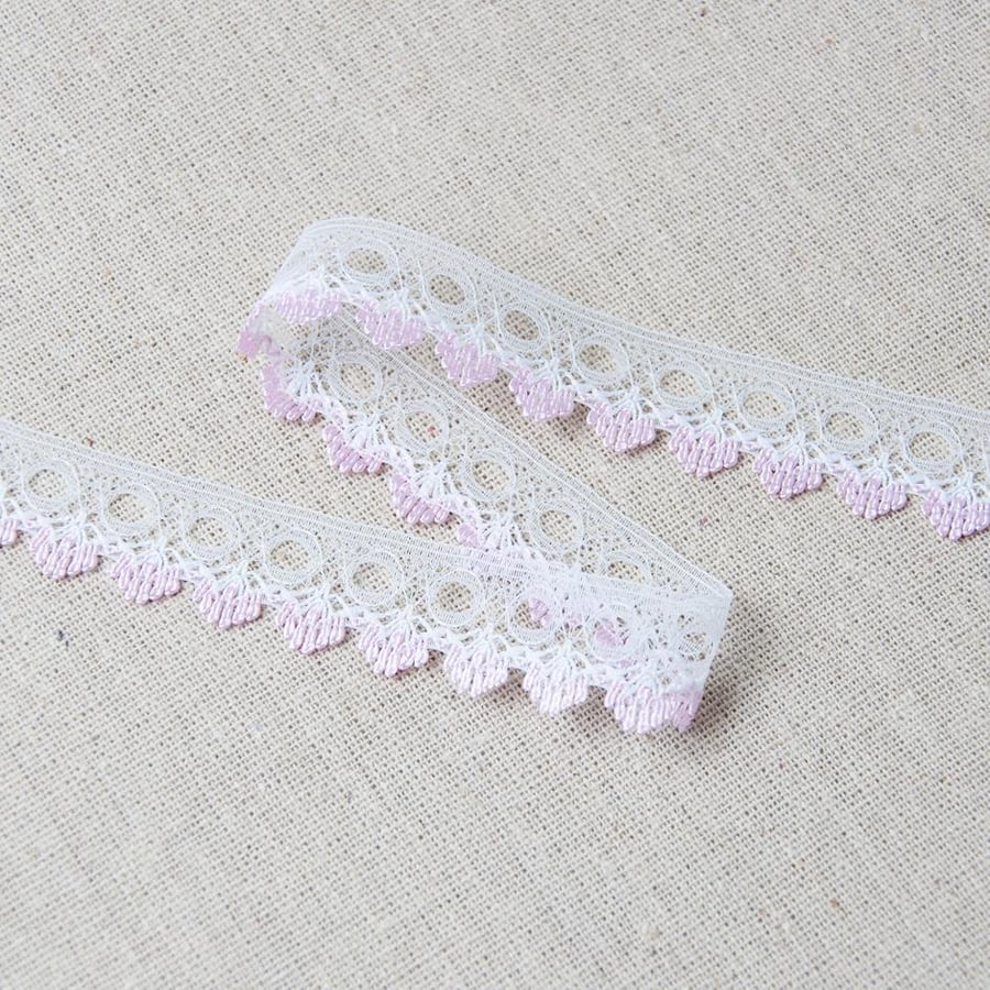 Pink eyelet knit in lace trim 18mm x 3 metres