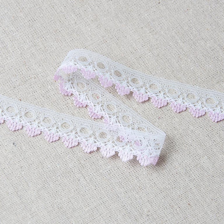 Pink eyelet knit in lace trim 18mm x 3 metres