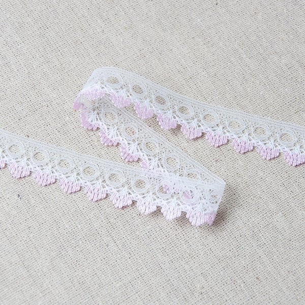 Pink eyelet knit in lace trim 18mm x 3 metres