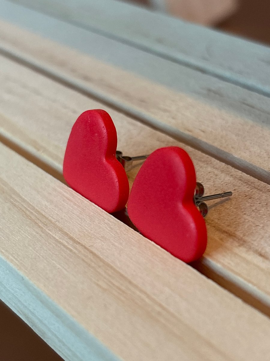 Pop Art Red Heart Large Stud Earrings – Statement Jewellery Gift