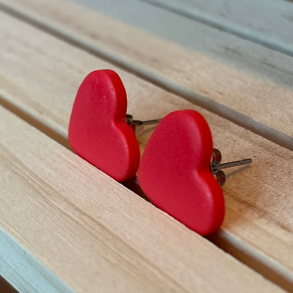 Pop Art Red Heart Large Stud Earrings – Statement Jewellery Gift