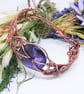 Celtic Style Braided Wire Copper Bracelet With Amethyst Donut Crystal