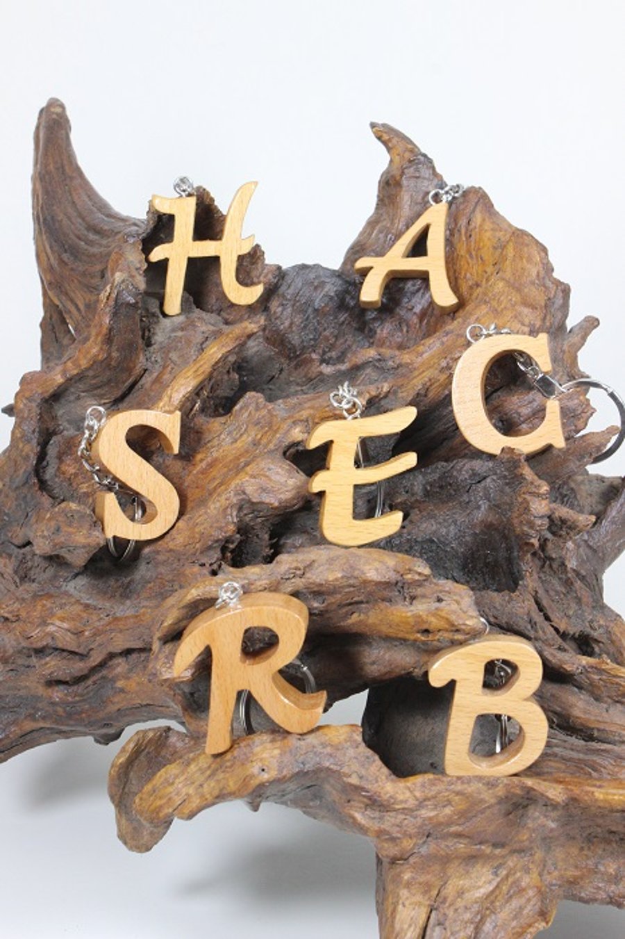 Alphabet Wooden Key Rings (A to L)