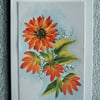 hand painted original floral greetings card ( ref F 271)