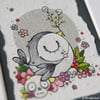 grey skullsbird - original aceo with mount