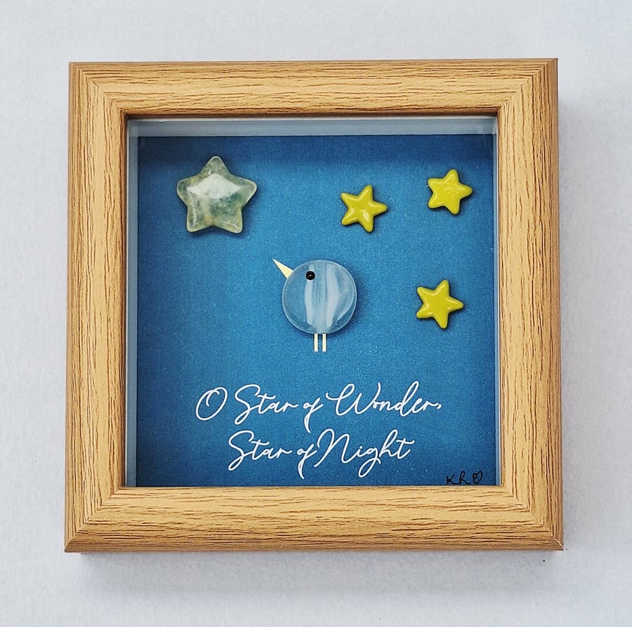 Mini "Star of Wonder" Christmas Art - Wood Frame