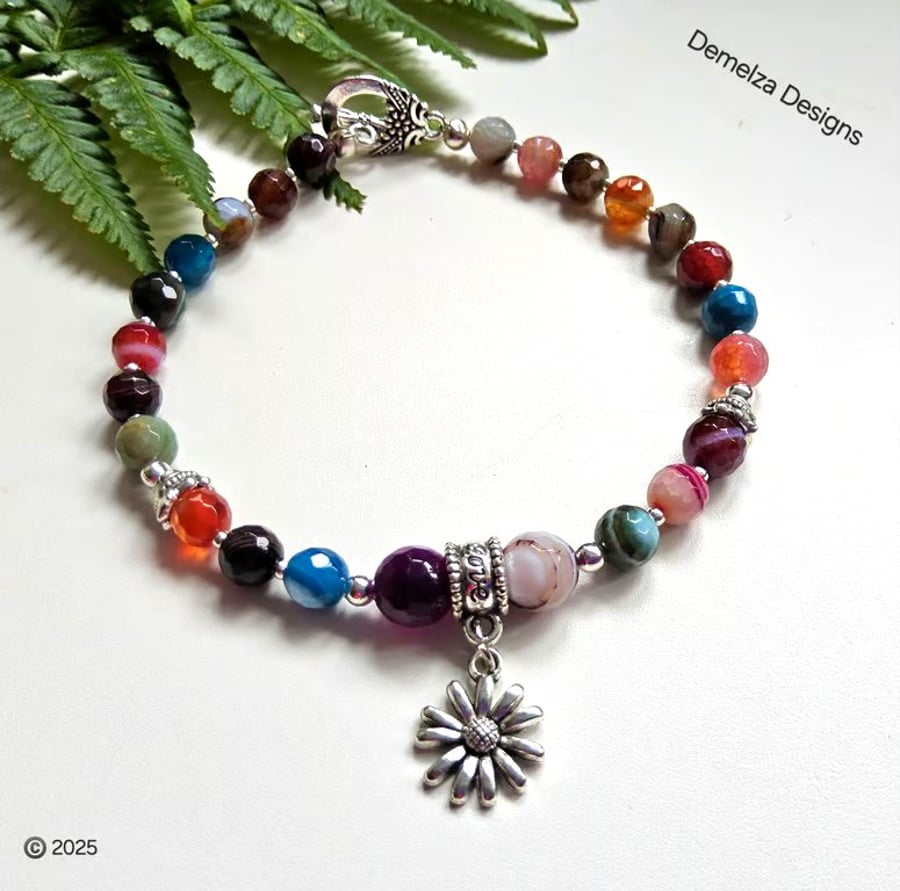 Designer Multicoloured Stripey Agate Bracelet 