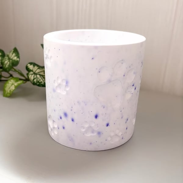 Lilac Paw Print Storage Jar – Handmade Trinket Pot - Desk Tidy 