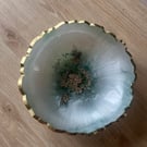 Decorative white, green & gold resin bowl