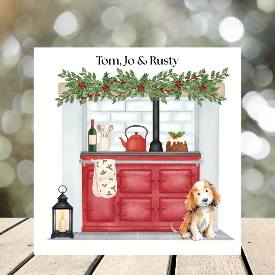 Christmas Aga Card with selection of dogs and personalised