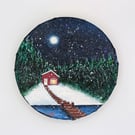 Nordic Inspired Small Round Winter Painting