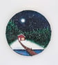 Nordic Inspired Small Round Winter Painting