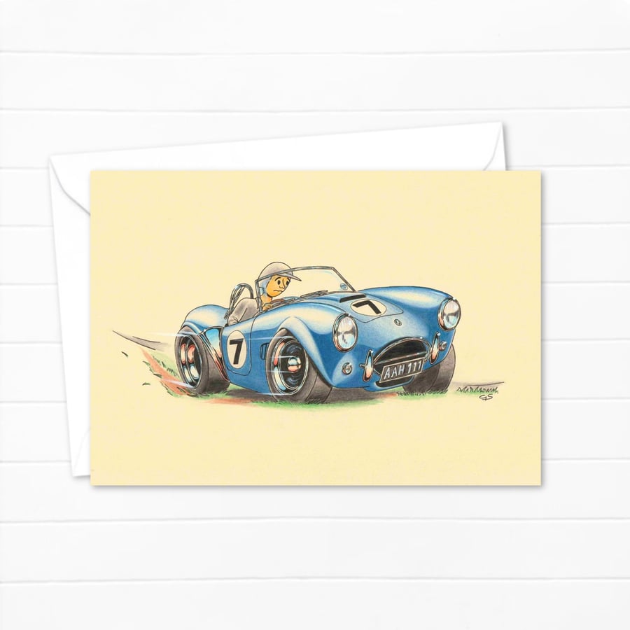 Boy Racer Greeting Card: Hand Drawn Sports Car Illustration (304)