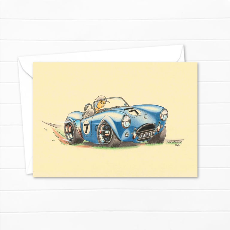 Boy Racer Greeting Card: Hand Drawn Sports Car Illustration (304)