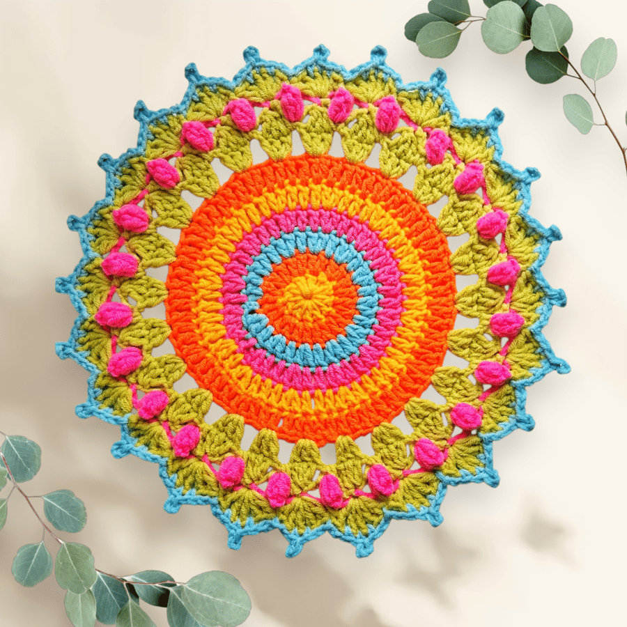 colourful crochet mandala doily