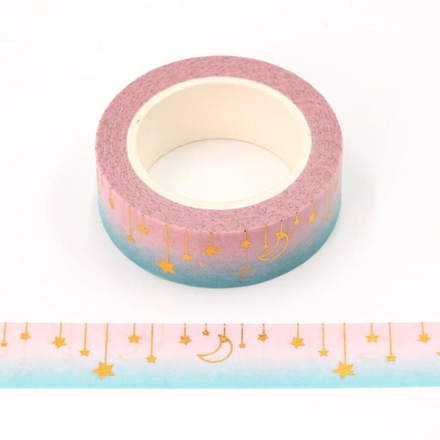Hanging Gold Foil Moon and Stars Washi Tape Decorative Self Adhesive Masking Tap
