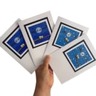 Set of 4 Little Owl Christmas or Winter Cards 