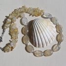 Yellow Tourmaline & Citrine Gemstone Statement Beaded Necklace "Jubilant"