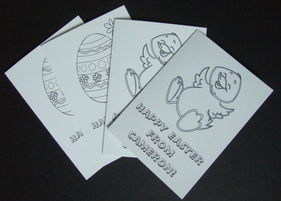 Easter Cards,'Let's Colour In',Personalised Children's Easter Cards,4pk