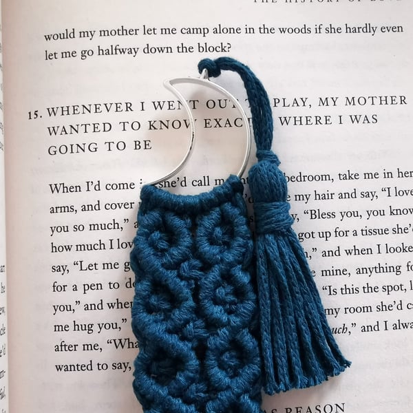 Bookmark, Handmade Macrame Boho - Petrol Blue FREE UK P&P