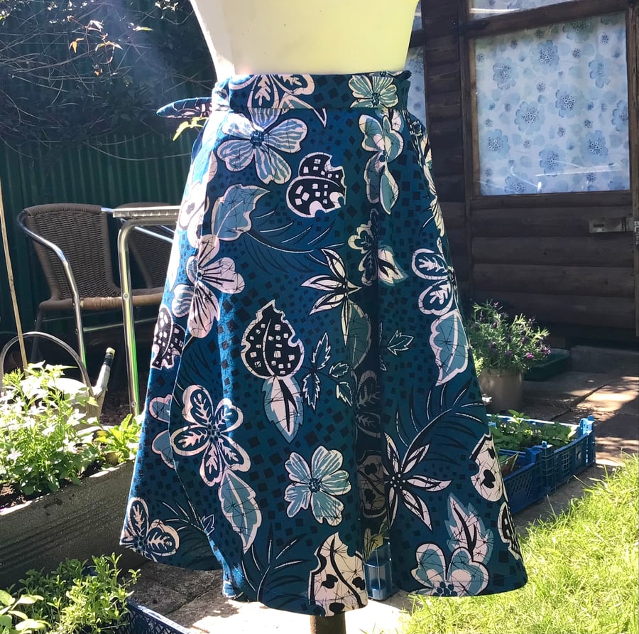 Full, Wrap, Rose & Hubble Vintage Fabric, Summer Skirt