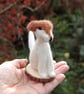 Needle felt white and brown dog, 9 cm tall, wool dog, Jack Russell Dog