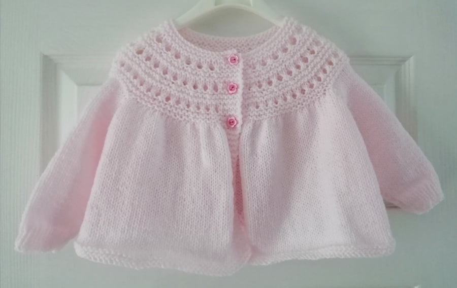 3-6 months hand knitted baby girl cardigan