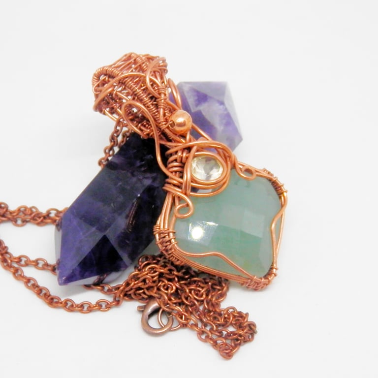 Faceted Aquamarine Heart Shaped Necklace