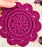 Daisy Crochet Coasters - Set Of 2 Handmade Coasters In Currant - Plum - Image 10