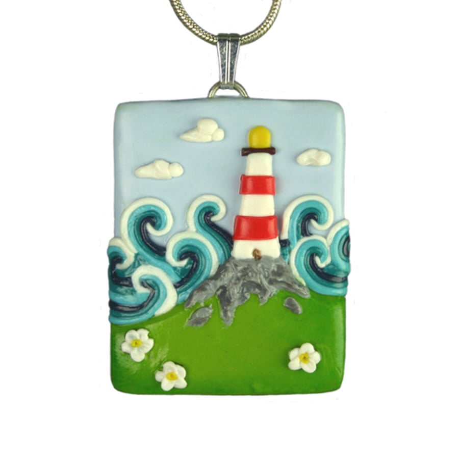 Stormy sea Lighthouse necklace