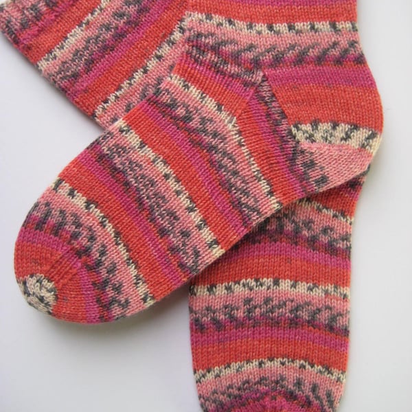 hand knit womens wool socks UK 5-7