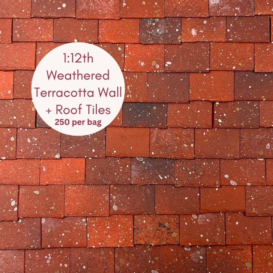 1:12th Scale Miniature Model Doll house Tiles Weathered Terracotta 250 per bag 