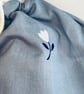 Chambray blue with embroidered flowers gift or storage bag - Image 3