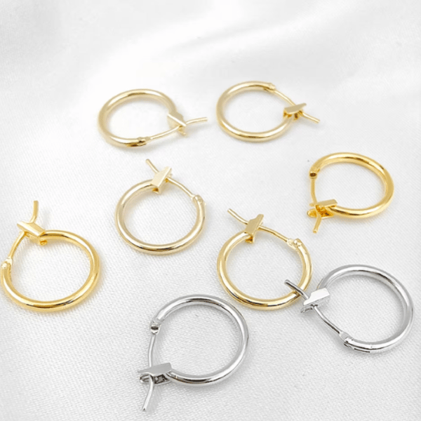 (EK05)  10 pcs, 16mm Gold Plated Earrings Hoop Findings 