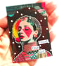 Miniature ACEO Feminist Intuition Artwork Female Portrait Art TRUST YOUR GUT
