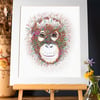 Baby Orangutan a4 Print 