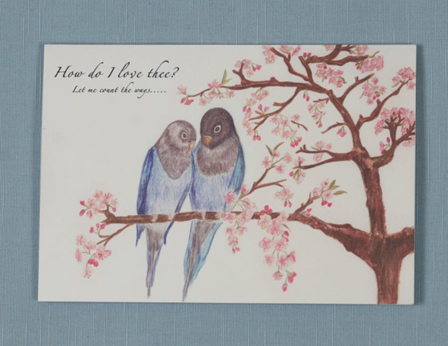  Love Birds & Love Poem card