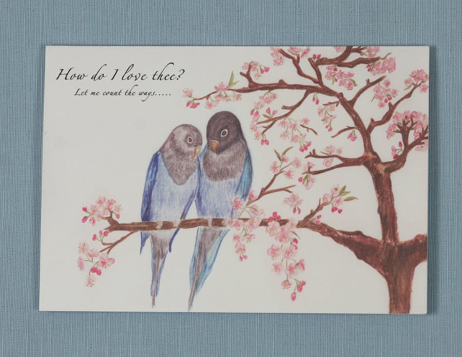 Love Birds & Love Poem card Folksy