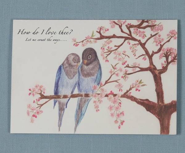  Love Birds & Love Poem card